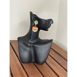 Multi color beaded ball drop earrings